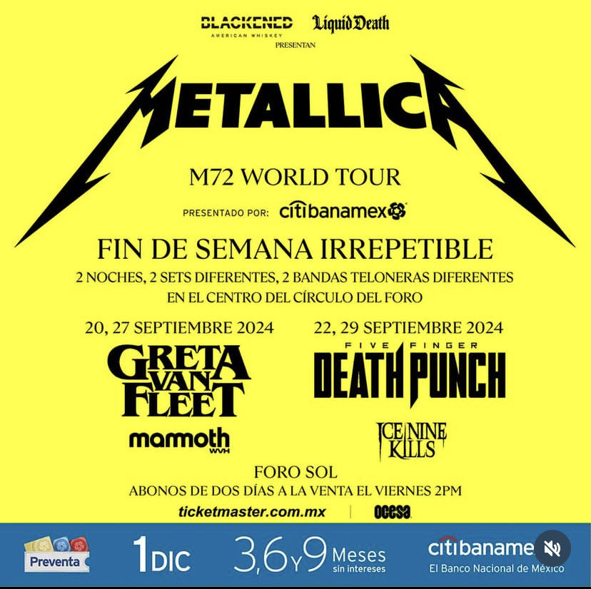 Metallica regresa a México con cuatro conciertos; conoce AQUÍ las
