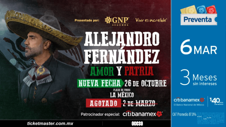 Alejandro Fernández repite hazaña en la Plaza de Toros La México presentado por GNP Seguros