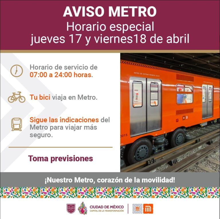 Habrá horario especial en el Metro jueves y viernes santos