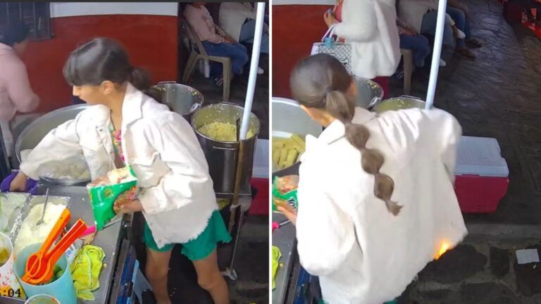 Niña se incendia la ropa frente a un puesto de elotes y sorprende su calma