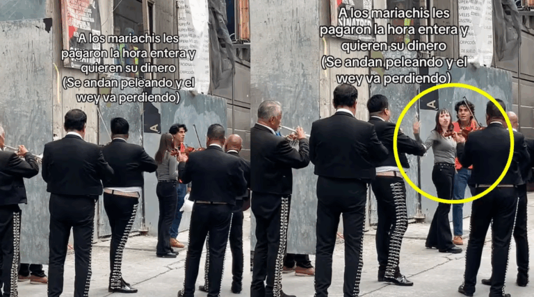 De la serenata al escándalo: pareja discute en plena calle durante show de mariachis en CDMX