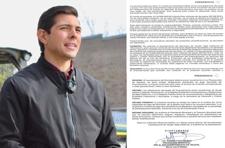 Román Cota quiere endeudar al gobierno de Tecate con 110 mdp a pagar en 20 años