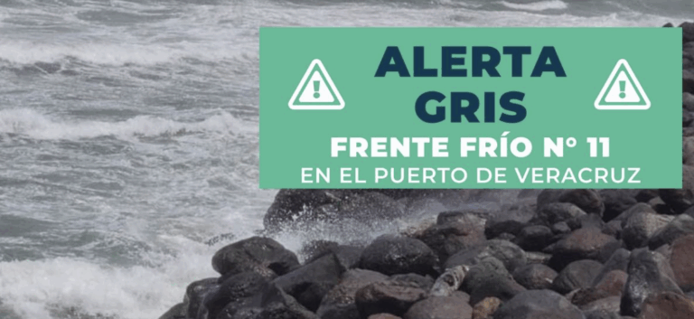Alerta Gris en Veracruz por frente frío 11: Norte violento con rachas de hasta 95 km/h afectará al estado
